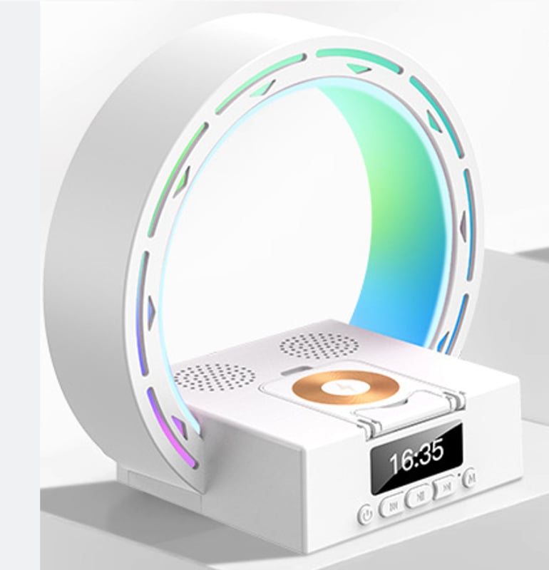 Boxă Bluetooth 3 în 1 cu încărcare wireless pentru telefon și slot pentru card; Bluetooth 5.1, 20Hz-20kHz, rază 10m, baterie încorporată 1000–1200mAh