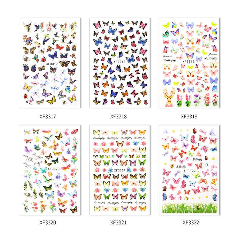 Сет за нокти със стикери – пеперуден модел, марка Yujia, материал: стикер, стил: прост, нето съдържание: 9 г