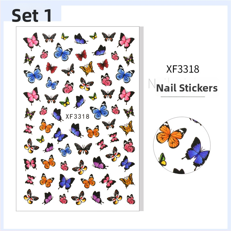 Сет за нокти със стикери – пеперуден модел, марка Yujia, материал: стикер, стил: прост, нето съдържание: 9 г