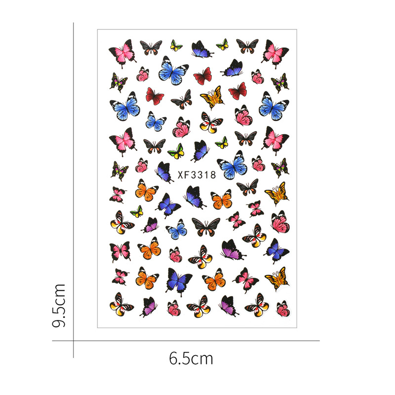 Сет за нокти със стикери – пеперуден модел, марка Yujia, материал: стикер, стил: прост, нето съдържание: 9 г