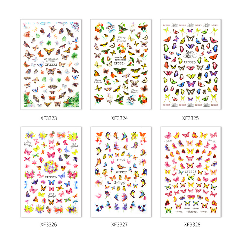 Сет за нокти със стикери – пеперуден модел, марка Yujia, материал: стикер, стил: прост, нето съдържание: 9 г