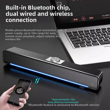 Soundbar Bluetooth 2.1 cu subwoofer, interfață USB, sunet 3D surround