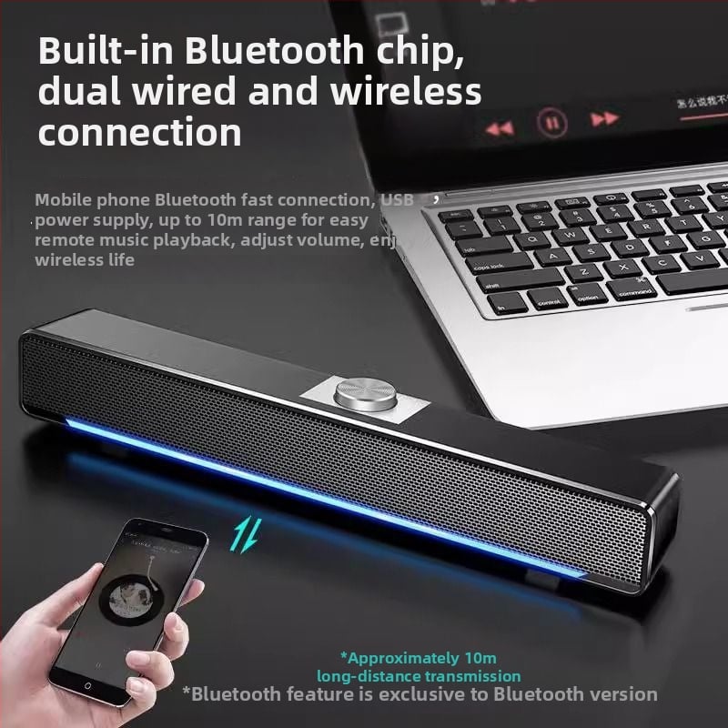 Soundbar Bluetooth 2.1 cu subwoofer, interfață USB, sunet 3D surround