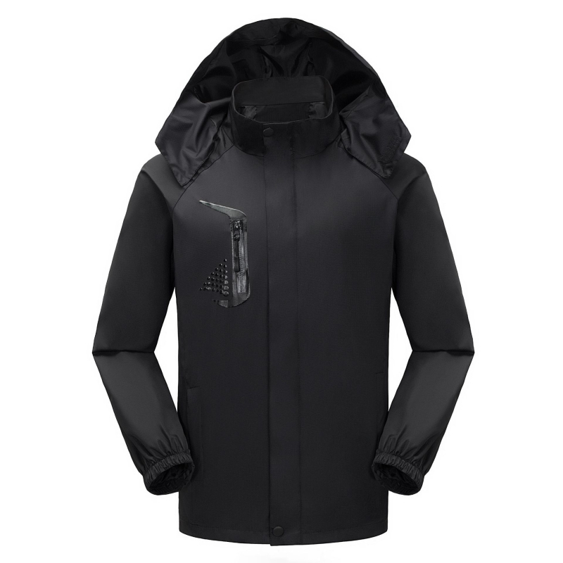 Palton de lucru cu glugă pentru iarnă (guler înalt, fermoar, imprimeu, croială lejeră)