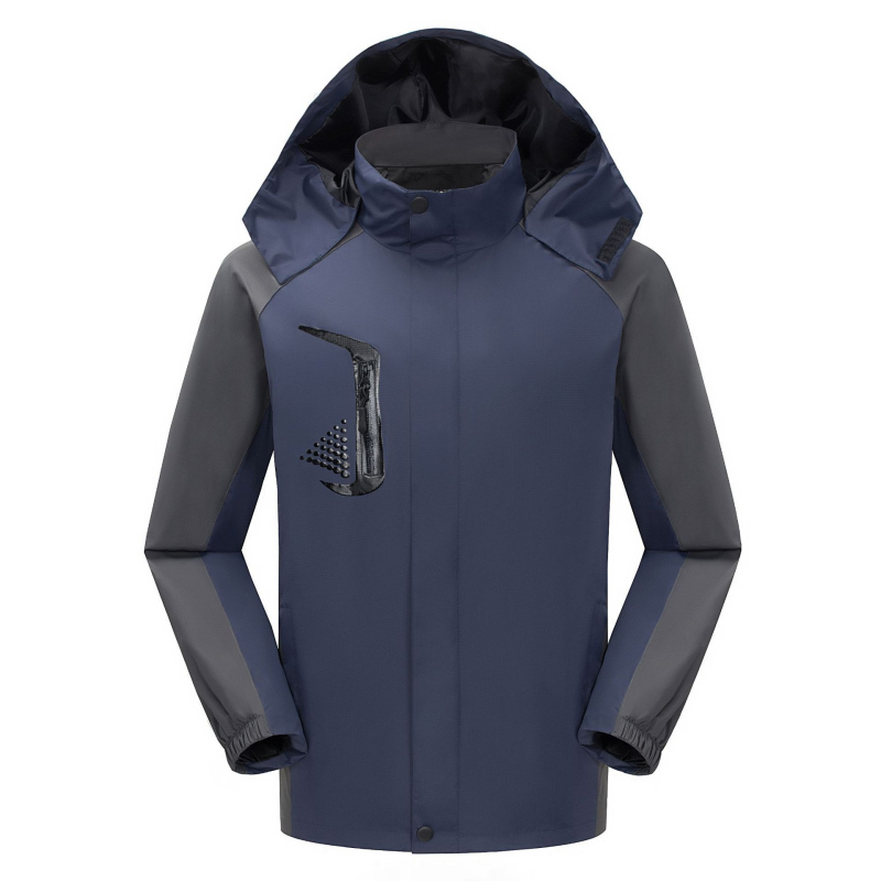 Palton de lucru cu glugă pentru iarnă (guler înalt, fermoar, imprimeu, croială lejeră)