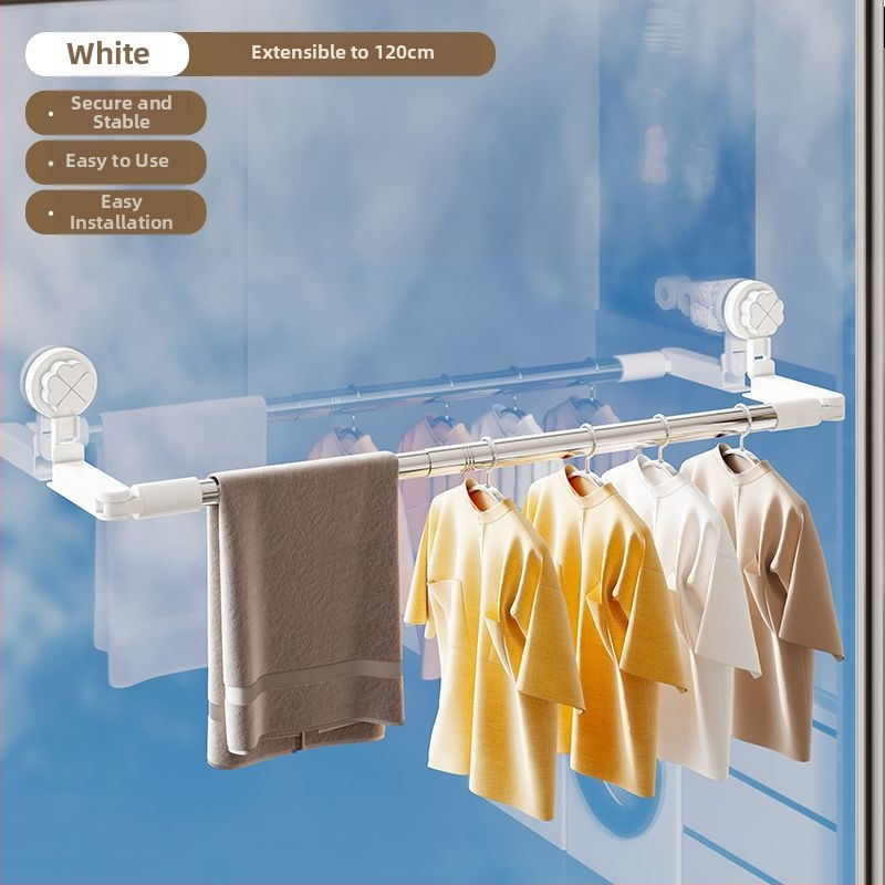 Bară de uscat haine autoadezivă, telescopică din oțel inoxidabil, cuier prosoape – balcon, plăci/ferestre, baie