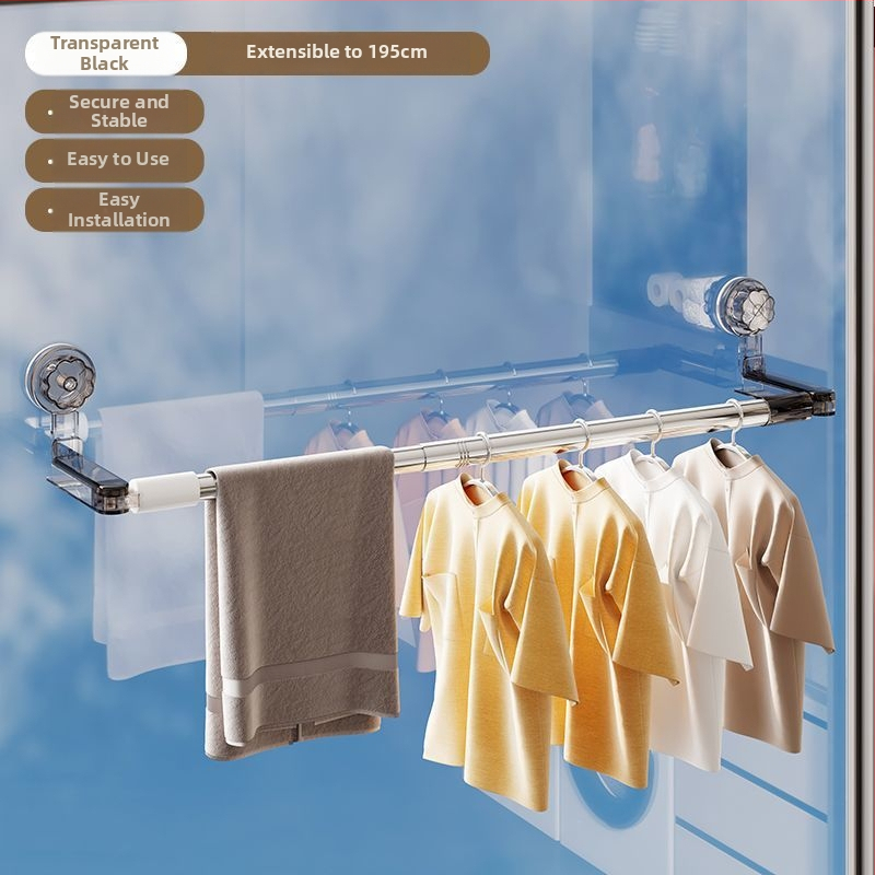 Bară de uscat haine autoadezivă, telescopică din oțel inoxidabil, cuier prosoape – balcon, plăci/ferestre, baie