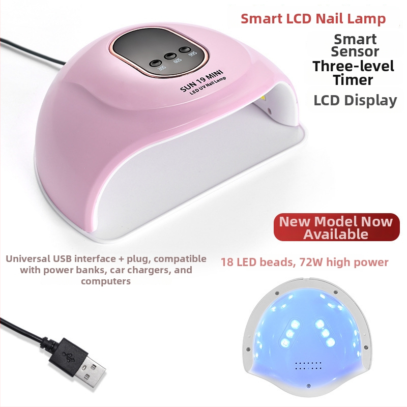 Lampa na nechty SUN19MINI 72W, vysoký výkon, inteligentný pohybový senzor, veľký vnútorný priestor, rýchle sušenie nechtov