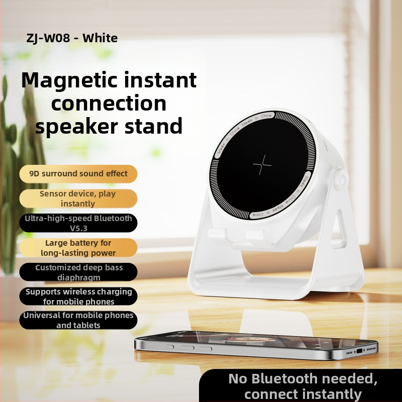 Višestruki bežični stalak za telefon s Bluetooth zvučnikom (Bluetooth 5.3, 5W, 100 Hz-20 kHz, domet 10 m, baterija 1000–1200 mAh)