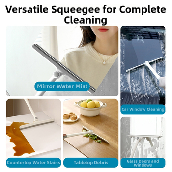 FaSoLa περιστρεφόμενος αποξεστήρας παραθύρων για μπάνιο — χειροκίνητο εργαλείο καθαρισμού γυαλιού (PP/TPR), με σκούπισμα από τη μια πλευρά, οικιακή χρήση