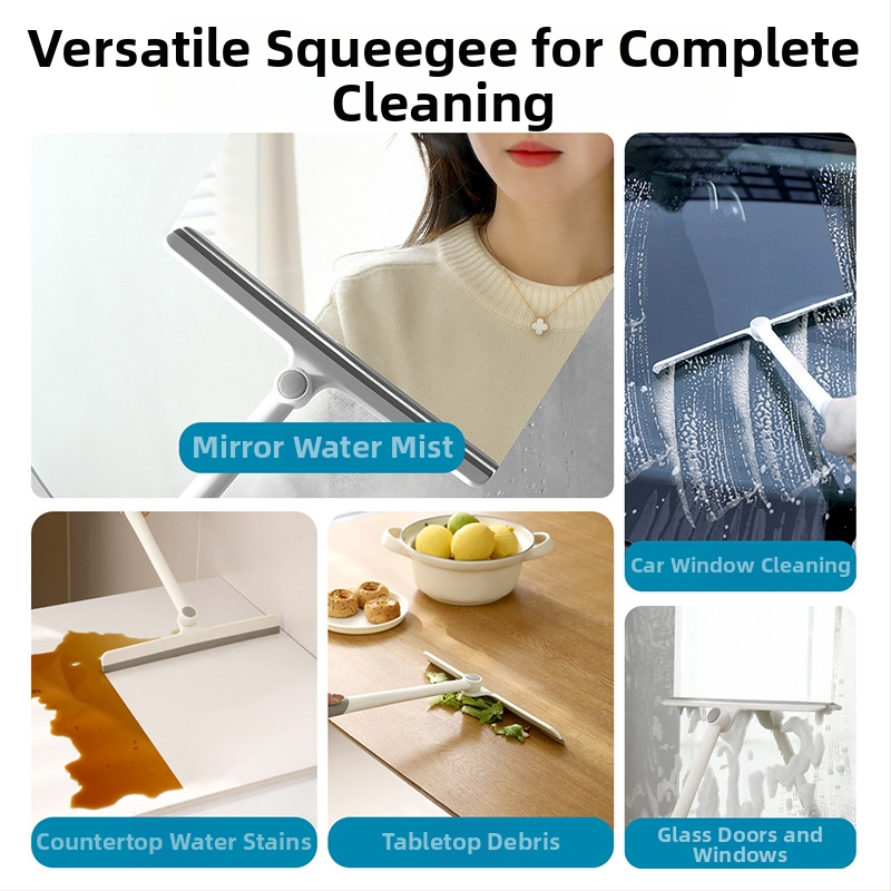 FaSoLa περιστρεφόμενος αποξεστήρας παραθύρων για μπάνιο — χειροκίνητο εργαλείο καθαρισμού γυαλιού (PP/TPR), με σκούπισμα από τη μια πλευρά, οικιακή χρήση