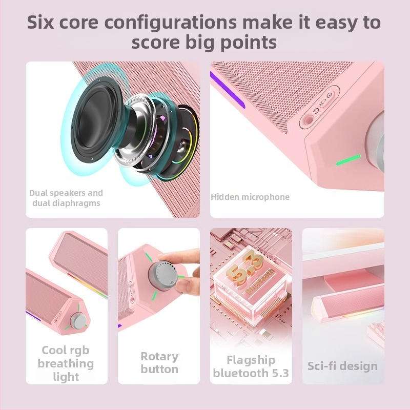 Difuzor pentru calculator desktop A010 Esports — Bluetooth + USB, difuzoare duale, 10W, Dolby Digital