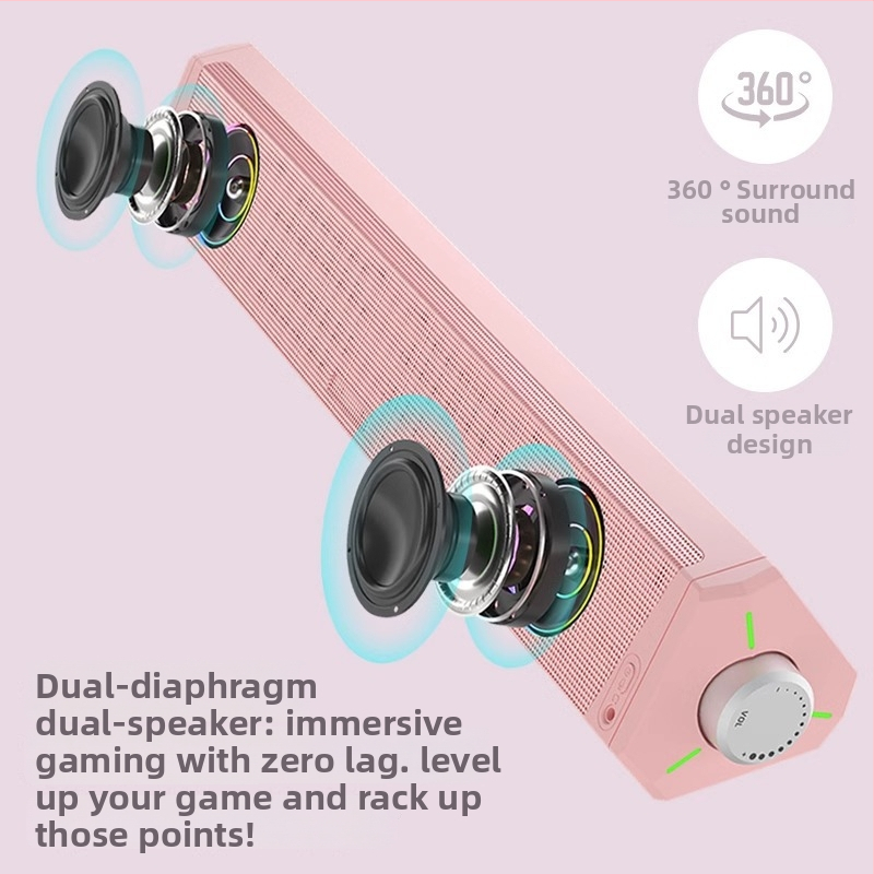 Difuzor pentru calculator desktop A010 Esports — Bluetooth + USB, difuzoare duale, 10W, Dolby Digital