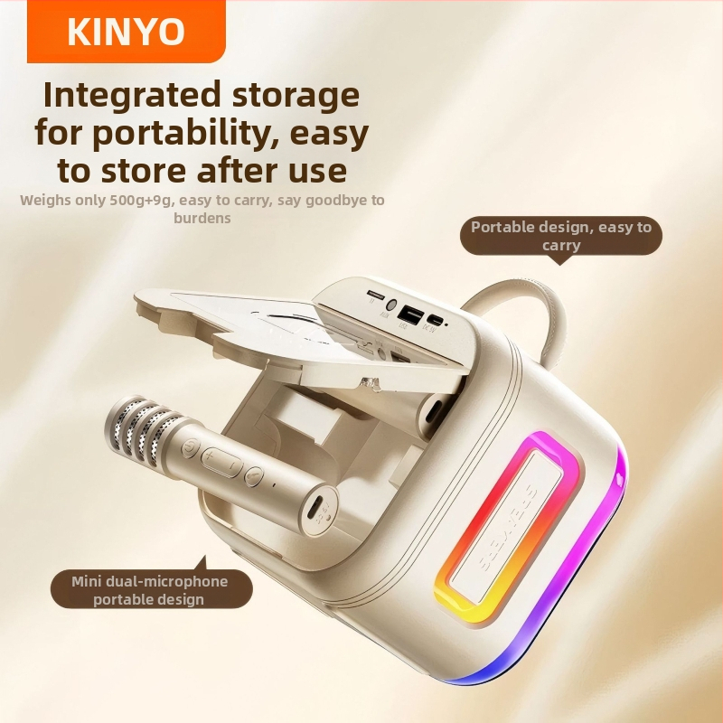 K89 Microfon și difuzor karaoke fără fir – Bluetooth 5.3, baterie încorporată 2000–4000 mAh, răspuns în frecvențe 200 Hz–8 kHz, SNR ≥75 dB, Putere nominală 10 W