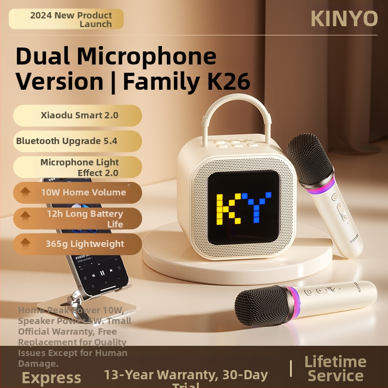 K89 Microfon și difuzor karaoke fără fir – Bluetooth 5.3, baterie încorporată 2000–4000 mAh, răspuns în frecvențe 200 Hz–8 kHz, SNR ≥75 dB, Putere nominală 10 W