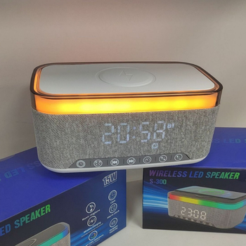 Bluetooth zvučnik s bežičnim punjenjem, digitalni sat i budilica, bijeli šum i ambijentalno osvjetljenje (Bluetooth 5.0 | 1000–1200 mAh | Bežično punjenje | 100 Hz–20 kHz | IPx3)