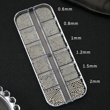 Маникюрни метални мънини за нокти, серия 12-решетъчни стоманени топчета, кръгли зърна, метална сплав