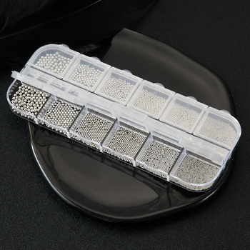 Маникюрни метални мънини за нокти, серия 12-решетъчни стоманени топчета, кръгли зърна, метална сплав