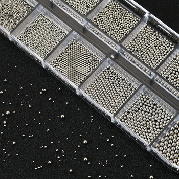 Маникюрни метални мънини за нокти, серия 12-решетъчни стоманени топчета, кръгли зърна, метална сплав