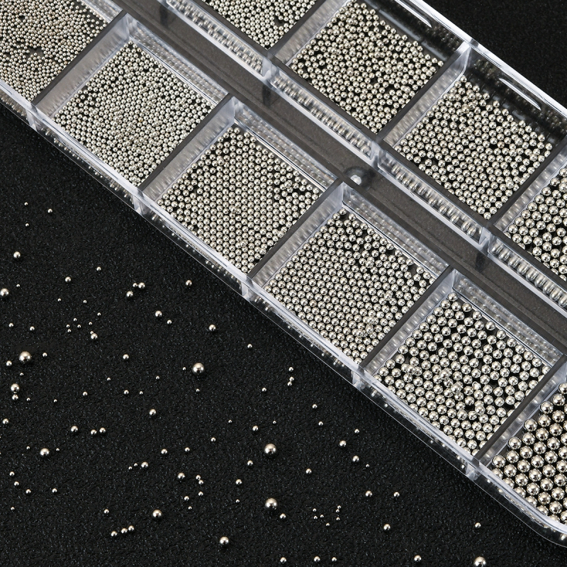 Маникюрни метални мънини за нокти, серия 12-решетъчни стоманени топчета, кръгли зърна, метална сплав