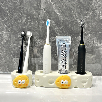 Kerámiából készült elektromos fogkefetartó, fúrás nélküli szereléssel, fogkrém tárolóval, fürdőszobába