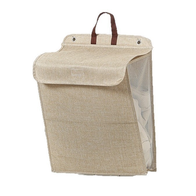 Πτυσσόμενος επιτοίχιος κάδος βρώμικων ρούχων, βαμβακερό υλικό, αποθήκευση οικίας και φοιτητικής εστίας, σύγχρονος μινιμαλιστικός σχεδιασμός