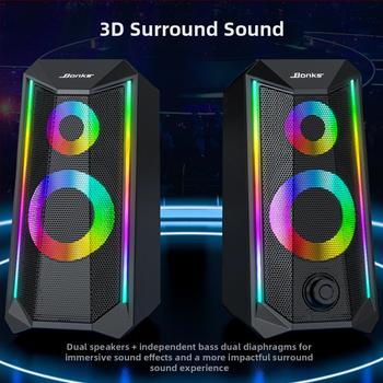 Bonks K101 Difuzoare pentru calculator RGB – USB/wireless, cu două difuzoare, carcasă din plastic de inginerie, lansare în 2021