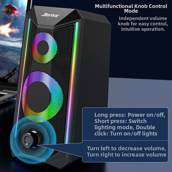 Bonks K101 Difuzoare pentru calculator RGB – USB/wireless, cu două difuzoare, carcasă din plastic de inginerie, lansare în 2021