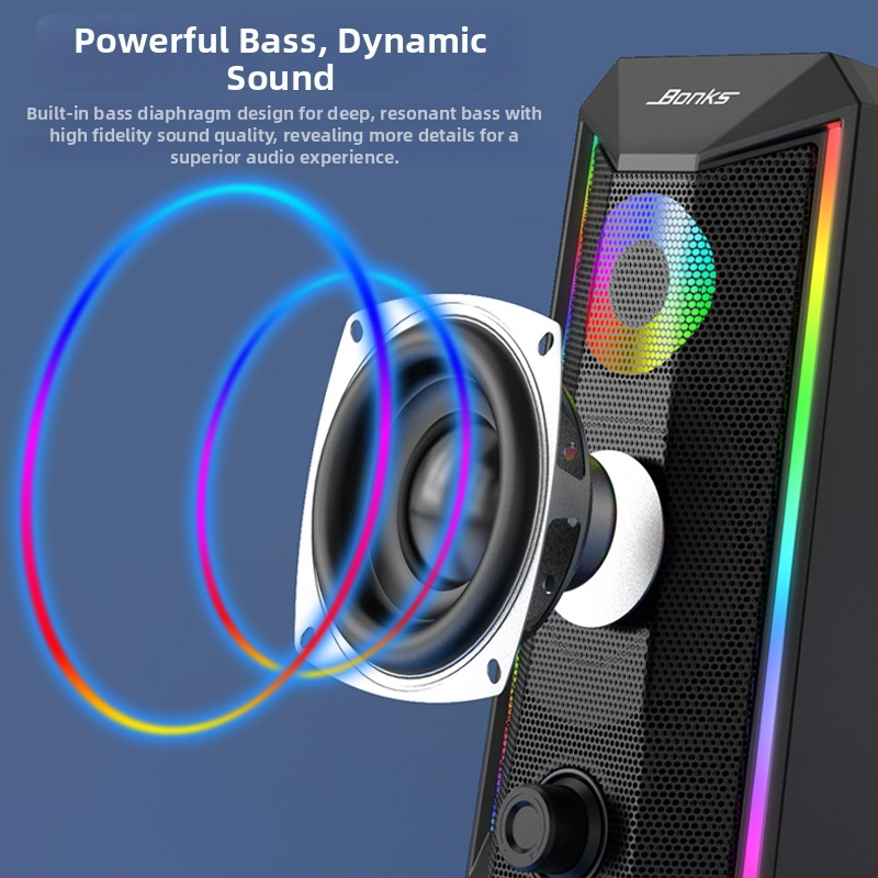 Bonks K101 Difuzoare pentru calculator RGB – USB/wireless, cu două difuzoare, carcasă din plastic de inginerie, lansare în 2021