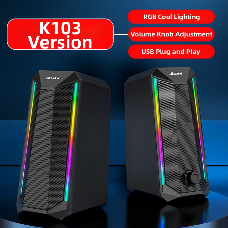 Bonks K101 Difuzoare pentru calculator RGB – USB/wireless, cu două difuzoare, carcasă din plastic de inginerie, lansare în 2021