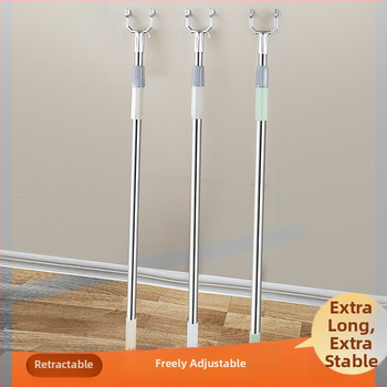 Bară telescopică pentru uscat haine din oțel inoxidabil cu părți din plastic, pentru balcon