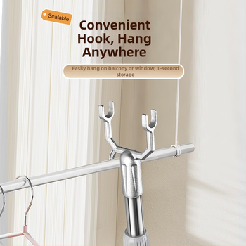 Bară telescopică pentru uscat haine din oțel inoxidabil cu părți din plastic, pentru balcon
