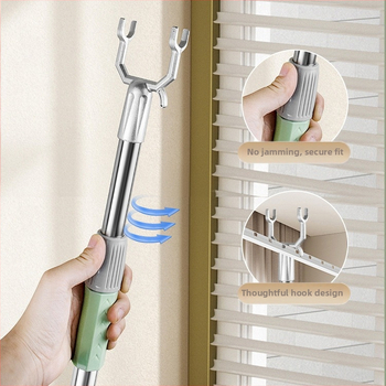 Bară telescopică pentru uscat haine din oțel inoxidabil cu părți din plastic, pentru balcon