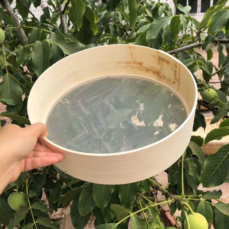 Sită de făină din lemn masiv – design tradițional, cu plasă ultrafină pentru făină, lapte de soia și mălai