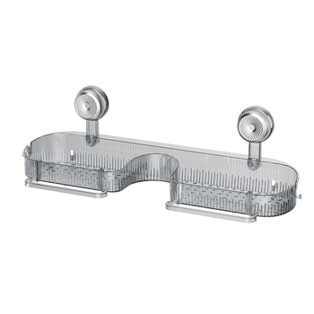 Raft de depozitare pentru baie montat pe perete cu ventuză, acrilic, fără găuri, 1 nivel, încărcare 10-15 kg