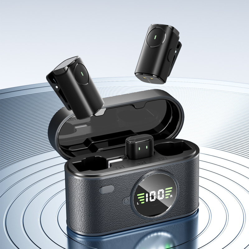 SX101 Microfon lavalier wireless pentru streaming live – Reducere zgomot AI, sunet cu canale duale, baterie încorporată 500–800 mAh, autonomie 6–8 h