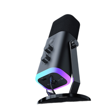 Microfon USB pentru desktop pentru gaming și streaming cu iluminare RGB; potrivit pentru utilizare acasă, conferințe și înregistrări audio; răspuns în frecvență 20 Hz–20 kHz; SNR ≥75 dB; Bluetooth 2.0