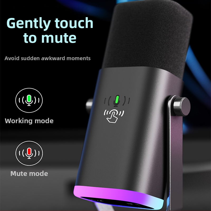 USB stolný mikrofón na hry a streamovanie s RGB osvetlením; vhodný pre domáce použitie, konferencie a záznam zvuku; frekvenčný rozsah 20 Hz–20 kHz; SNR ≥75 dB; Bluetooth 2.0
