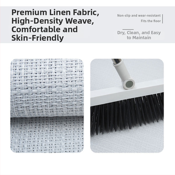 Laneni podni otirač, kvadratnog oblika, s karikaturnim uzorkom; upija vlagu, protuklizan