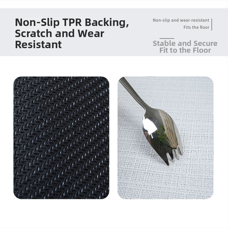 Laneni podni otirač, kvadratnog oblika, s karikaturnim uzorkom; upija vlagu, protuklizan