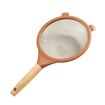 Sită de făină din oțel inoxidabil 304, plasă 40-mesh, mâner din lemn (Specificații critice: oțel inoxidabil 304; plasă 40-mesh; mâner din lemn)