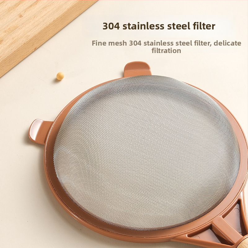 Sită de făină din oțel inoxidabil 304, plasă 40-mesh, mâner din lemn (Specificații critice: oțel inoxidabil 304; plasă 40-mesh; mâner din lemn)