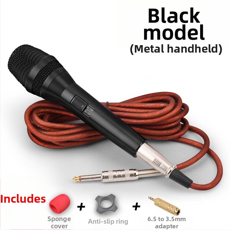 Microfon KTV/scenă – cablat, corp metalic, captare dinamică, anti-feedback, pentru karaoke și conferințe