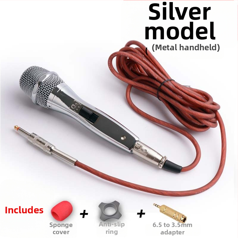 Microfon KTV/scenă – cablat, corp metalic, captare dinamică, anti-feedback, pentru karaoke și conferințe