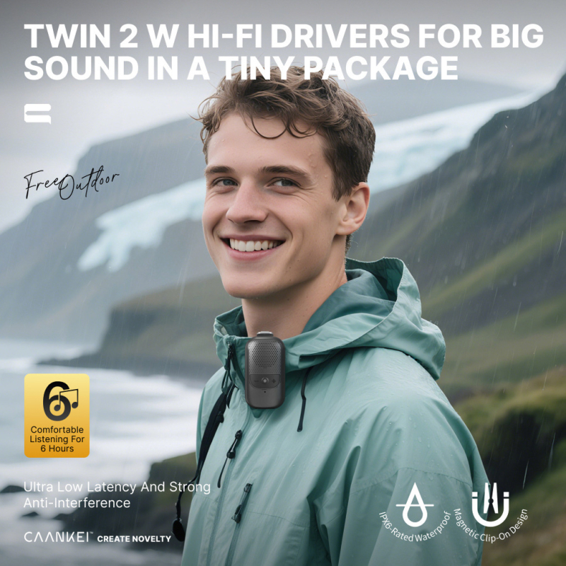 Boxă Bluetooth portabilă pentru exterior cu microfon încorporat, IPX5, Bluetooth 5.3, rază de acțiune 10 m, răspuns în frecvență 100 Hz–20 kHz