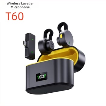 T60 Bežični lavalier mikrofon za prijenos uživo — Bluetooth 5.3, ugrađena baterija 100–300 mAh, trajanje baterije 3–6 h, frekvencijski odziv 20 Hz–20 kHz, SNR ≥60 dB