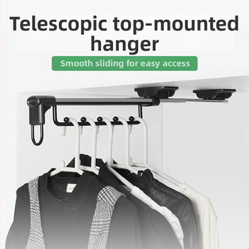 Rastezljiva vješalica za odjeću od aluminijske legure, vodoravna šipka, moderan minimalistički stil, elektroplatiranje, pogodna za drvene ormare