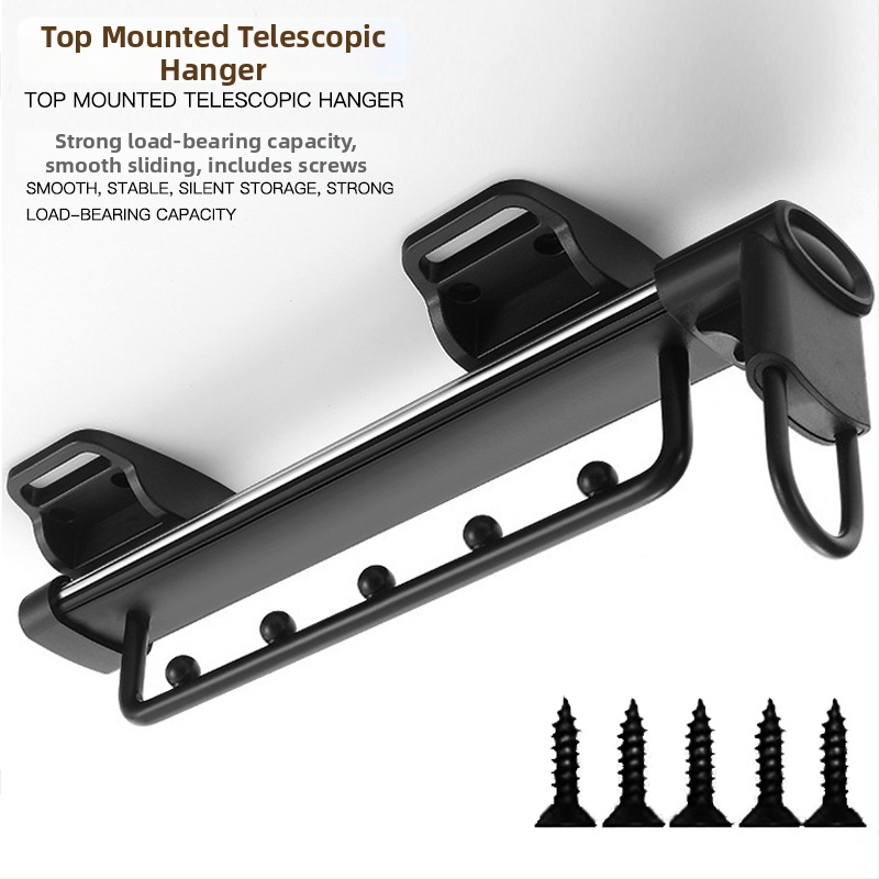 Rastezljiva vješalica za odjeću od aluminijske legure, vodoravna šipka, moderan minimalistički stil, elektroplatiranje, pogodna za drvene ormare