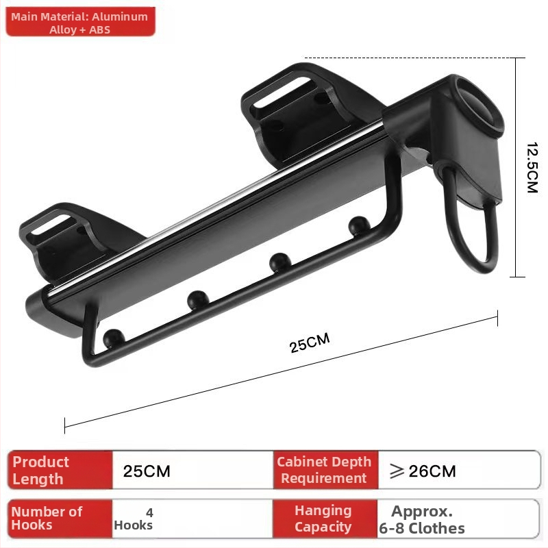 Rastezljiva vješalica za odjeću od aluminijske legure, vodoravna šipka, moderan minimalistički stil, elektroplatiranje, pogodna za drvene ormare