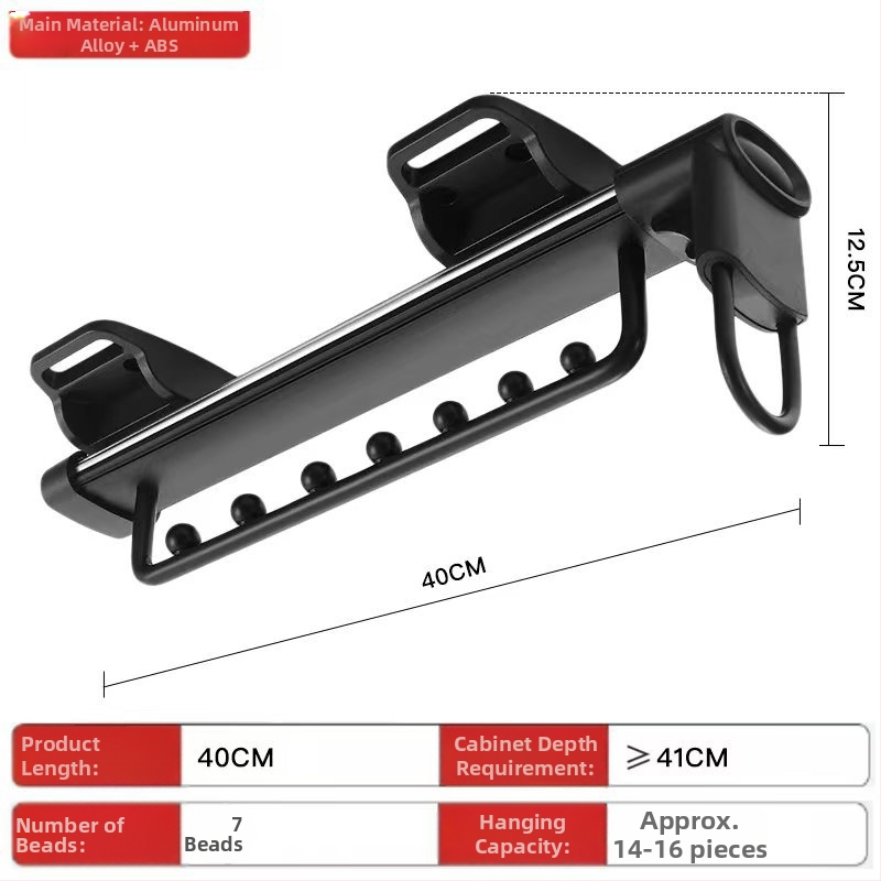 Rastezljiva vješalica za odjeću od aluminijske legure, vodoravna šipka, moderan minimalistički stil, elektroplatiranje, pogodna za drvene ormare